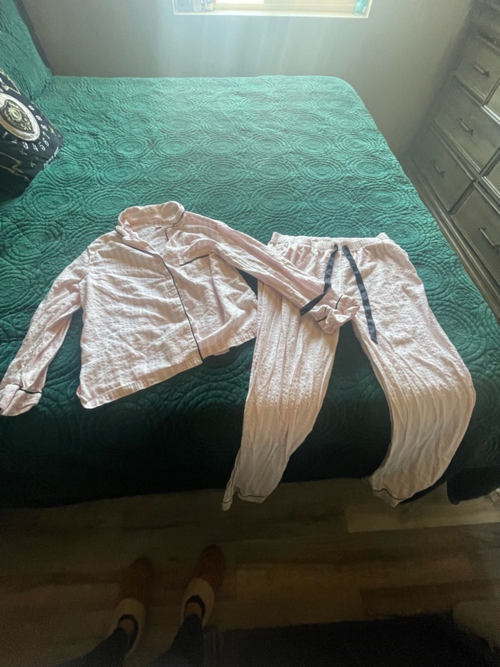 Victoria's Secret Pink and White Striped Satin Pajama Top